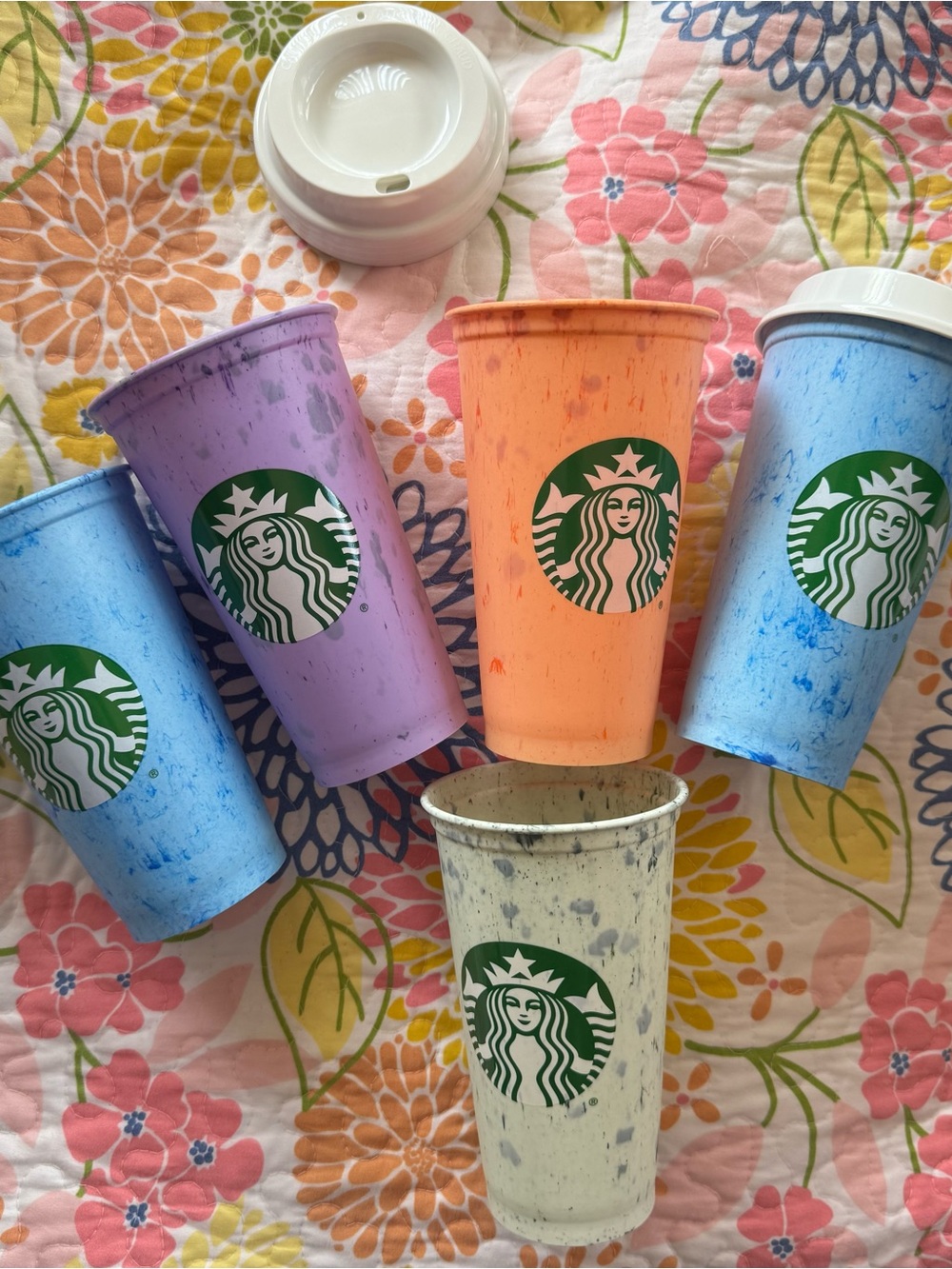 Starbucks color marble reusable hot cups